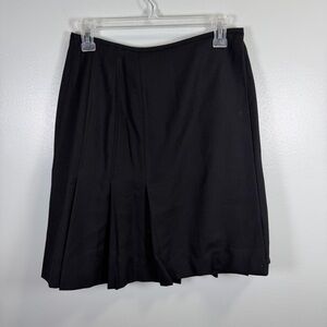 Ellen‎ Tracy Vintage Black Wool Pleated Wrap Skirt Sz 8